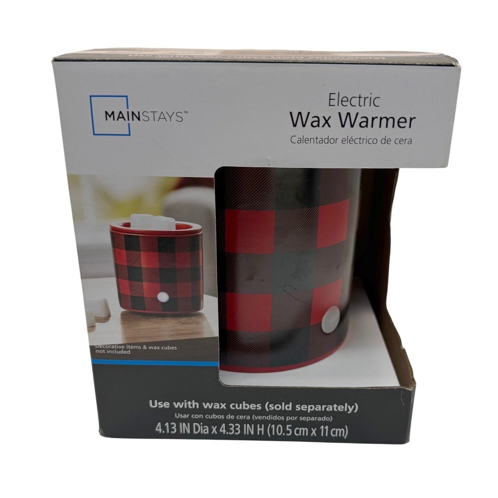 Mainstays Electric Wax Warmer Red Black Buffalo Check Plaid Home Fragrance New